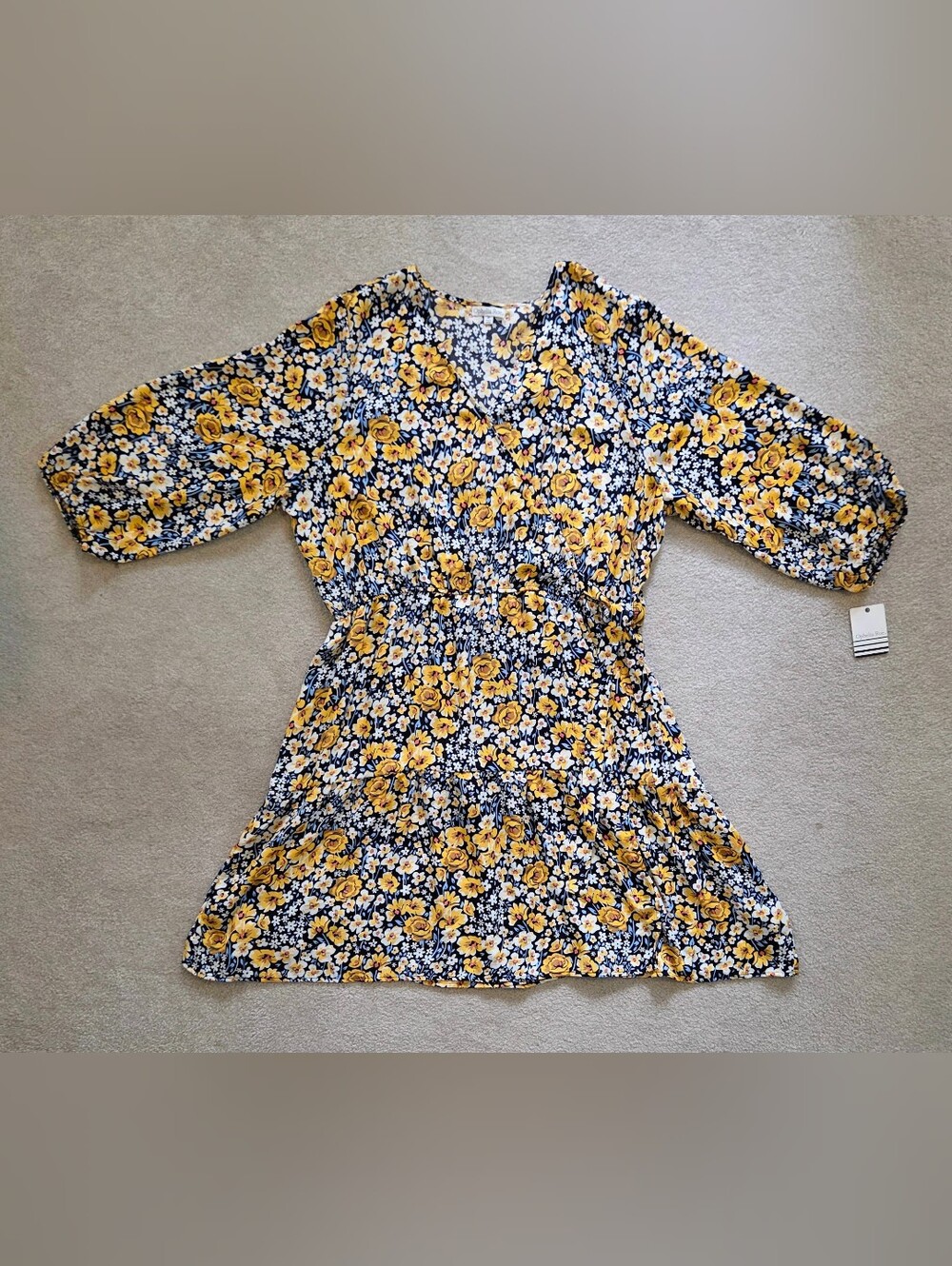 Ophelia Roe 3X Floral Wrap Midi Dress NWT Plus Size Long Sleeve